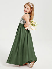 Abiti Da Damigella Lunghi In Chiffon Top In Pizzo Verde Oliva