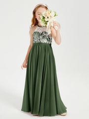 Abiti Da Damigella Lunghi In Chiffon Top In Pizzo Verde Oliva
