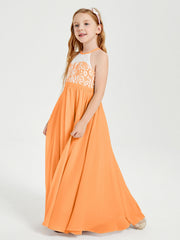 Abiti Da Damigella Lunghi In Chiffon Top In Pizzo Arancio