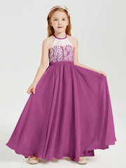 Abiti Da Damigella Lunghi In Chiffon Top In Pizzo Orchidea
