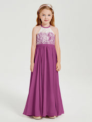 Abiti Da Damigella Lunghi In Chiffon Top In Pizzo Orchidea