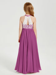 Abiti Da Damigella Lunghi In Chiffon Top In Pizzo Orchidea