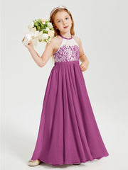 Abiti Da Damigella Lunghi In Chiffon Top In Pizzo Orchidea
