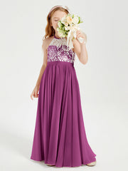 Abiti Da Damigella Lunghi In Chiffon Top In Pizzo Orchidea