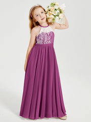 Abiti Da Damigella Lunghi In Chiffon Top In Pizzo Orchidea