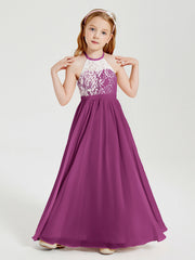 Abiti Da Damigella Lunghi In Chiffon Top In Pizzo Orchidea