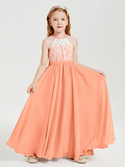 Abiti Da Damigella Lunghi In Chiffon Top In Pizzo Papaia