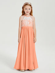 Abiti Da Damigella Lunghi In Chiffon Top In Pizzo Papaia