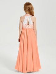 Abiti Da Damigella Lunghi In Chiffon Top In Pizzo Papaia