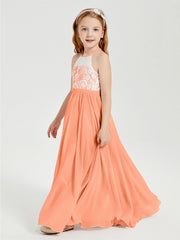 Abiti Da Damigella Lunghi In Chiffon Top In Pizzo Papaia