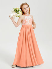 Abiti Da Damigella Lunghi In Chiffon Top In Pizzo Papaia