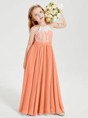 Abiti Da Damigella Lunghi In Chiffon Top In Pizzo Papaia
