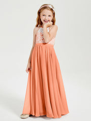 Abiti Da Damigella Lunghi In Chiffon Top In Pizzo Papaia