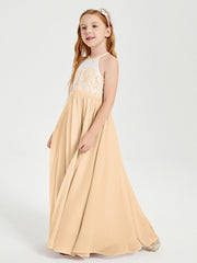 Abiti Da Damigella Lunghi In Chiffon Top In Pizzo Pesca