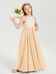 Abiti Da Damigella Lunghi In Chiffon Top In Pizzo Pesca