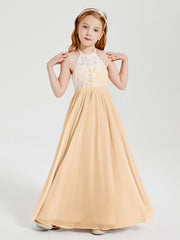 Abiti Da Damigella Lunghi In Chiffon Top In Pizzo Pesca