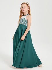 Abiti Da Damigella Lunghi In Chiffon Top In Pizzo Pavone