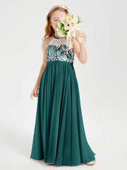Abiti Da Damigella Lunghi In Chiffon Top In Pizzo Pavone