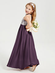 Abiti Da Damigella Lunghi In Chiffon Top In Pizzo Prugna