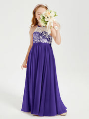 Abiti Da Damigella Lunghi In Chiffon Top In Pizzo Regency