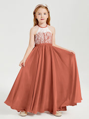 Abiti Da Damigella Lunghi In Chiffon Top In Pizzo Ruggine
