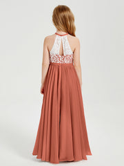 Abiti Da Damigella Lunghi In Chiffon Top In Pizzo Ruggine