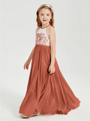 Abiti Da Damigella Lunghi In Chiffon Top In Pizzo Ruggine