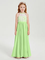 Abiti Da Damigella Lunghi In Chiffon Top In Pizzo Salvia