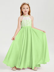 Abiti Da Damigella Lunghi In Chiffon Top In Pizzo Salvia