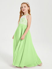 Abiti Da Damigella Lunghi In Chiffon Top In Pizzo Salvia