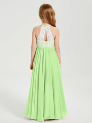 Abiti Da Damigella Lunghi In Chiffon Top In Pizzo Salvia