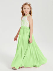 Abiti Da Damigella Lunghi In Chiffon Top In Pizzo Salvia