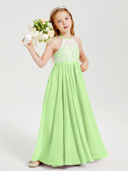 Abiti Da Damigella Lunghi In Chiffon Top In Pizzo Salvia