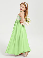 Abiti Da Damigella Lunghi In Chiffon Top In Pizzo Salvia