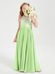 Abiti Da Damigella Lunghi In Chiffon Top In Pizzo Salvia