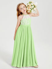 Abiti Da Damigella Lunghi In Chiffon Top In Pizzo Salvia