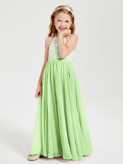 Abiti Da Damigella Lunghi In Chiffon Top In Pizzo Salvia