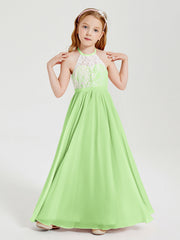 Abiti Da Damigella Lunghi In Chiffon Top In Pizzo Salvia