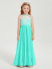 Abiti Da Damigella Lunghi In Chiffon Top In Pizzo Azzurro Spa