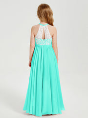 Abiti Da Damigella Lunghi In Chiffon Top In Pizzo Azzurro Spa