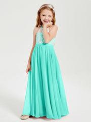 Abiti Da Damigella Lunghi In Chiffon Top In Pizzo Azzurro Spa