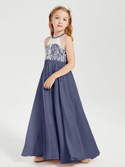 Abiti Da Damigella Lunghi In Chiffon Top In Pizzo Tempesta