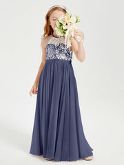 Abiti Da Damigella Lunghi In Chiffon Top In Pizzo Tempesta