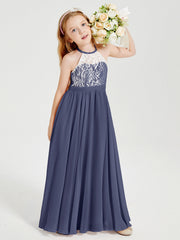 Abiti Da Damigella Lunghi In Chiffon Top In Pizzo Tempesta