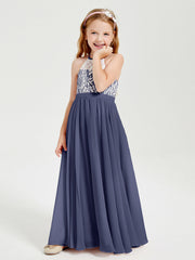 Abiti Da Damigella Lunghi In Chiffon Top In Pizzo Tempesta