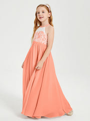 Abiti Da Damigella Lunghi In Chiffon Top In Pizzo Tramonto