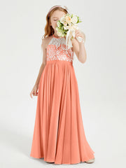 Abiti Da Damigella Lunghi In Chiffon Top In Pizzo Tramonto
