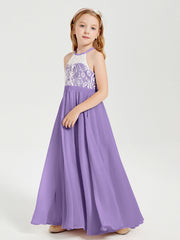 Abiti Da Damigella Lunghi In Chiffon Top In Pizzo Tahiti