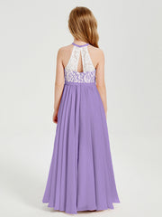 Abiti Da Damigella Lunghi In Chiffon Top In Pizzo Tahiti
