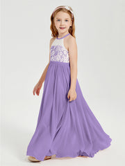 Abiti Da Damigella Lunghi In Chiffon Top In Pizzo Tahiti
